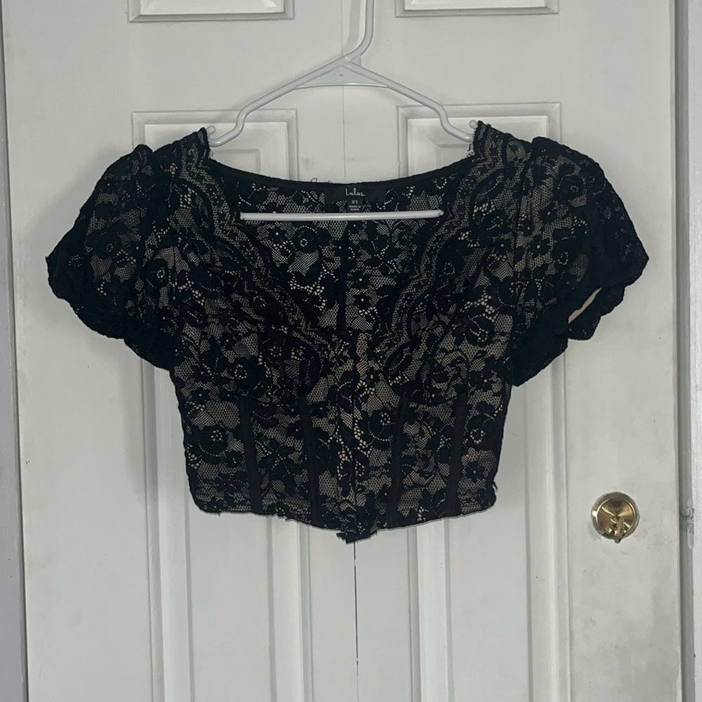 Cropped lace corset top